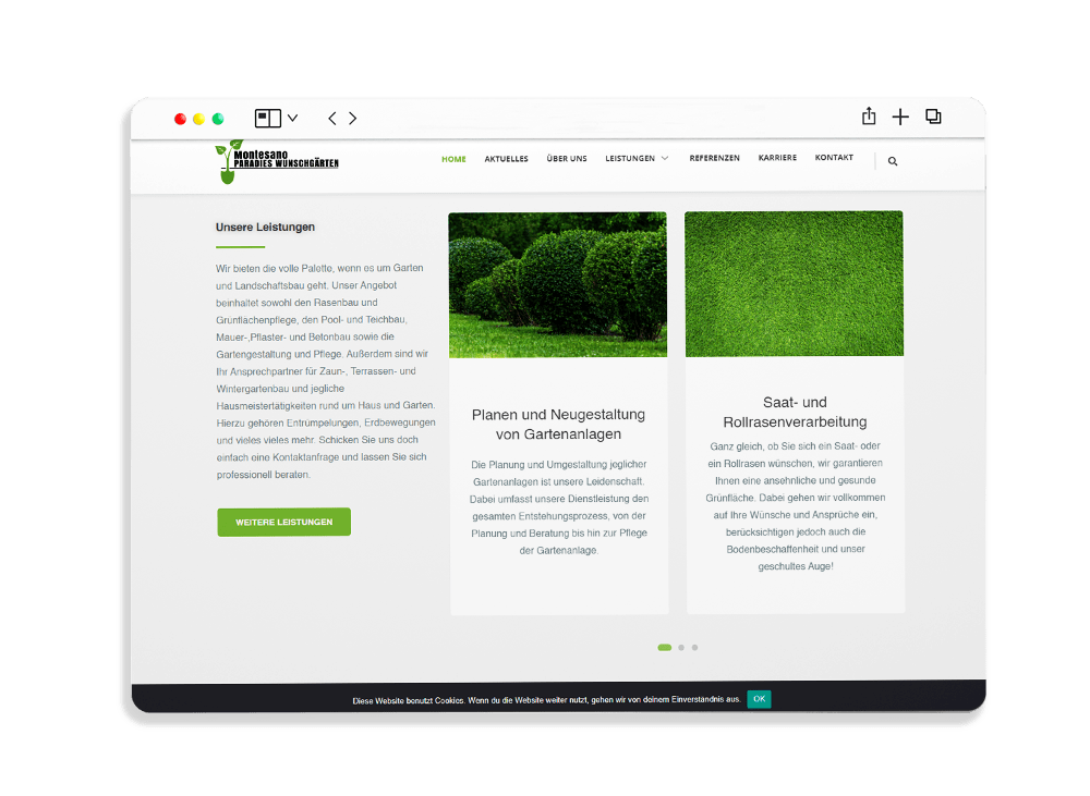Webseite für den Gartenbau