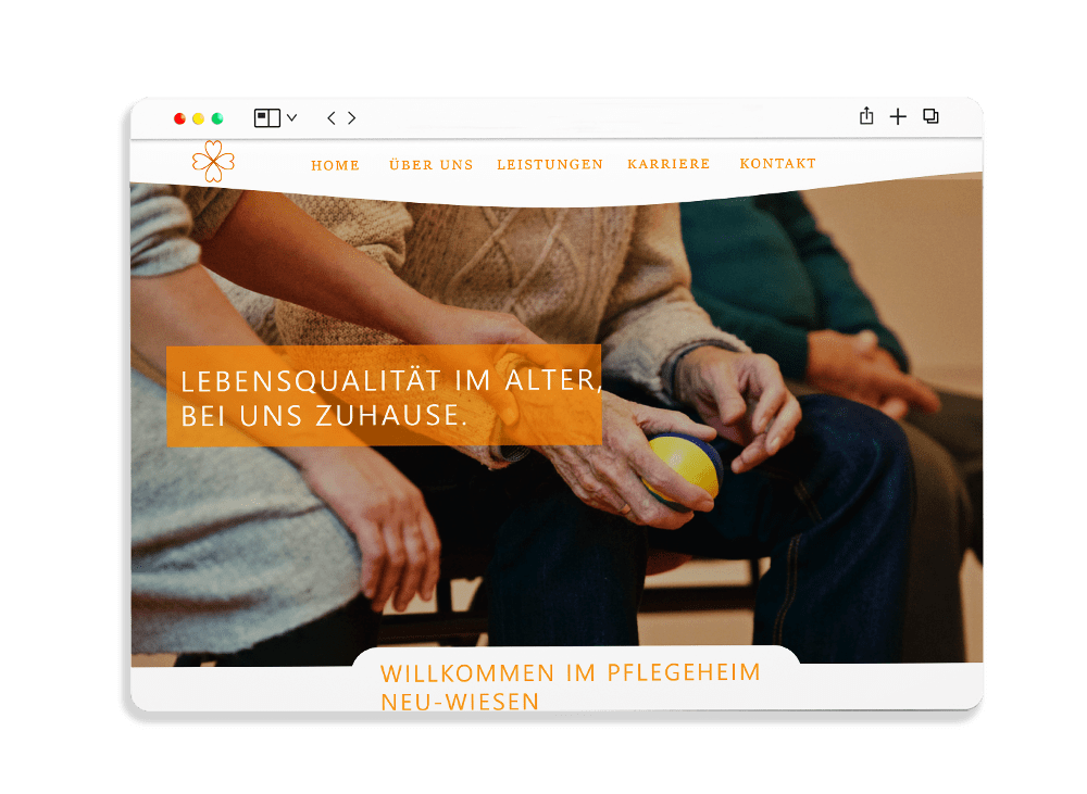 Webseite für den Pflegedienst