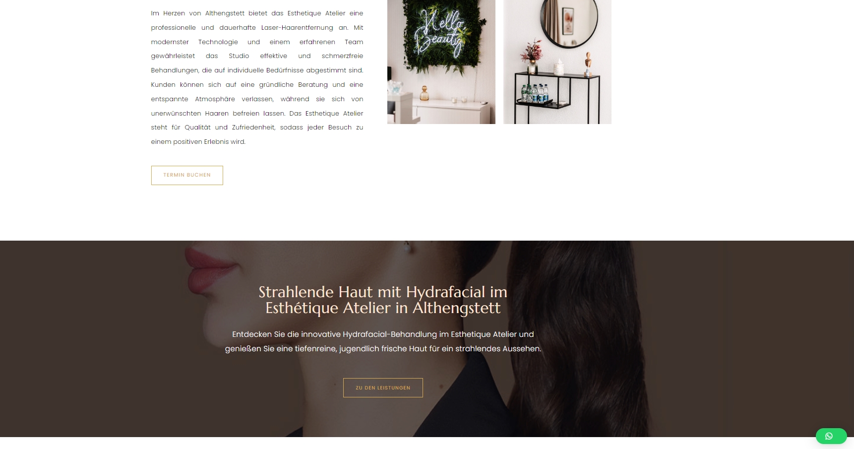 Homepage für Kosmetikstudio