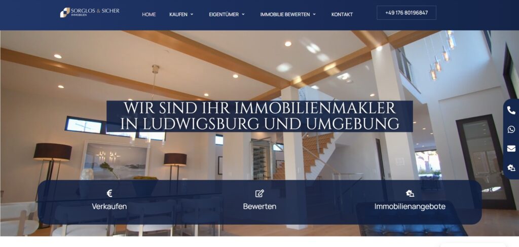 Bild zeigt das Webdesign für Immobilienmakler