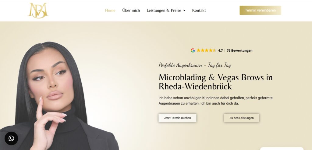 Webdesign für ein Kosmetikstudio