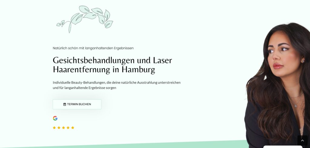 Bild zeigt ein Screenshot vom Webdesign für Kosmetikstudios