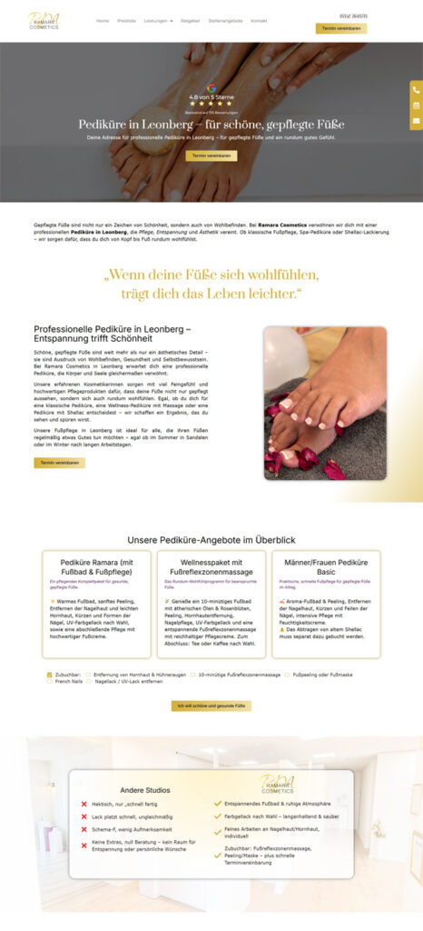 Webdesign für Kosmetikstudios Webseite Website Homepage Kosmetik Beauty Laserstudio