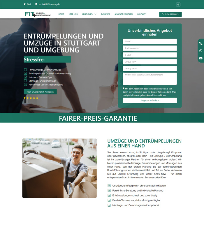 Webdesign für Umzugsunternehmen Website für Umzugsfirma