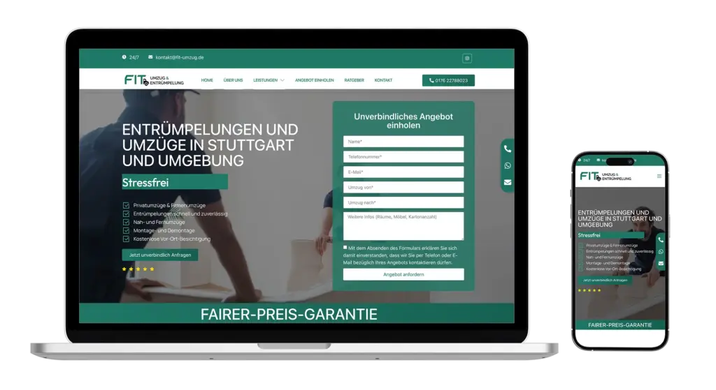 Webdesign für FIT Umzug
