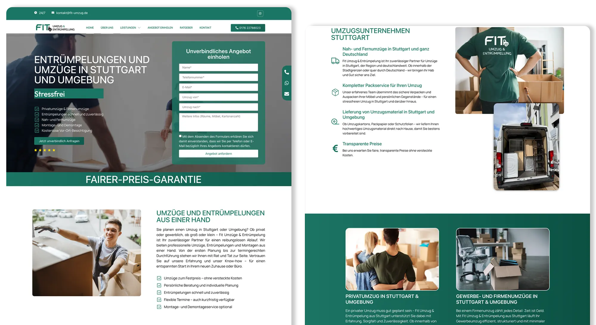 Webdesign für FIT Umzug Website Umzugsunternehmen