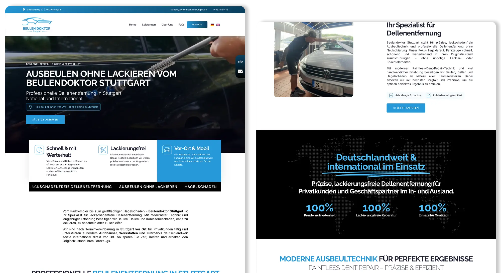 Website für Hagelschaden Reparatur Beulen Doktor Stuttgart